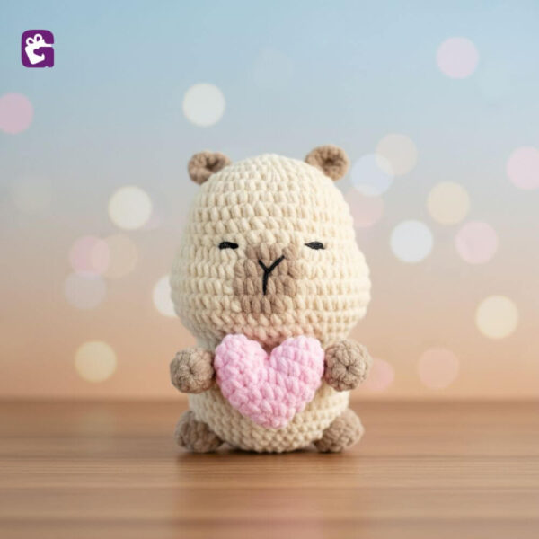 Order handmade crochet capy with a heart