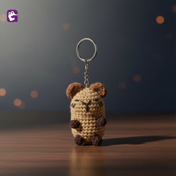 Find handmade crochet amigurumi capybara keychain