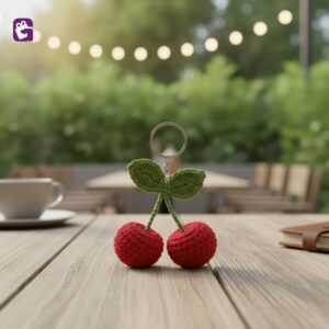 Get handmade crochet cute cherry keyring gift