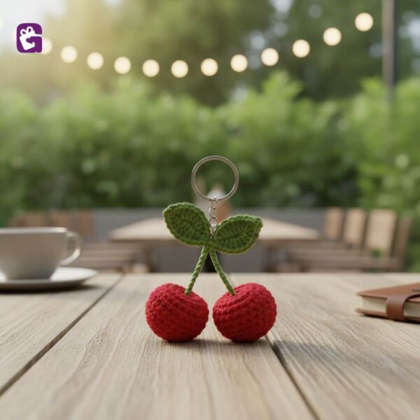 Get handmade crochet cute cherry keyring gift