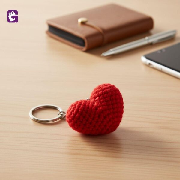 Buy handmade crochet heart keyring