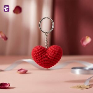 Get handmade crochet heart keyring gift