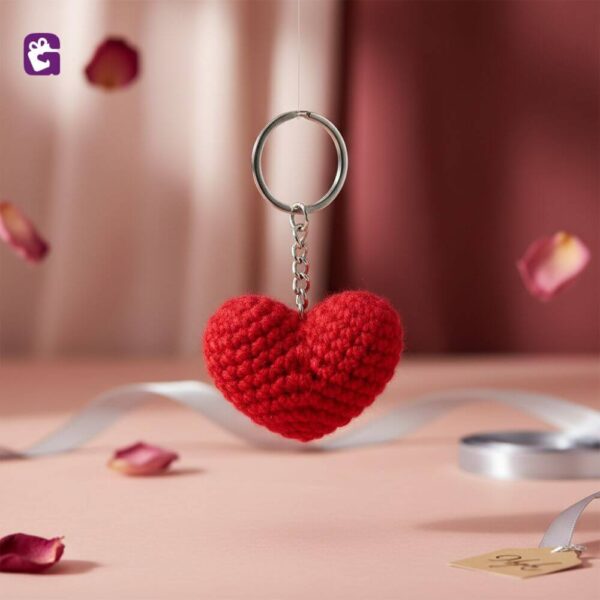 Get handmade crochet heart keyring gift