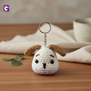 Buy handmade crochet puppy face keyring