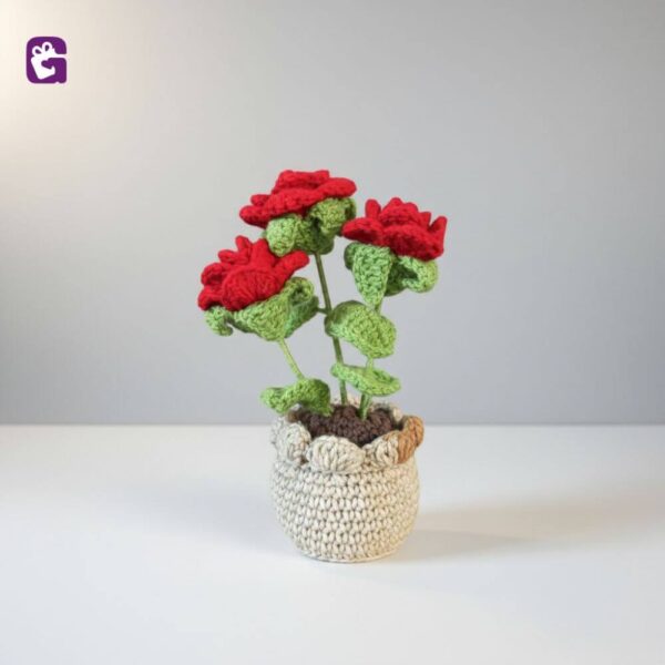 Buy handmade crochet decorative roses pot
