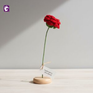 Order handmade crochet rose keychain