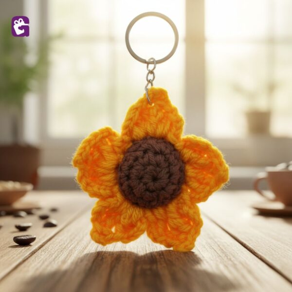 Order handmade crochet sunflower keychain